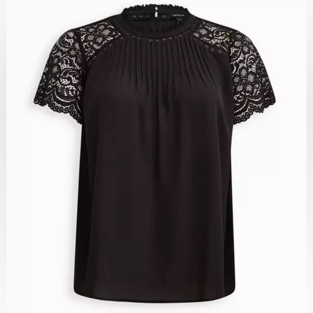 Torrid Black Lace Short Sleeve Blouse